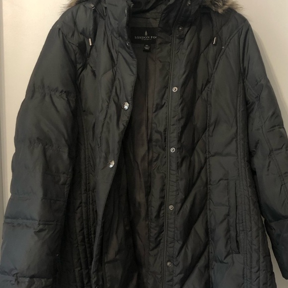 London Fog Hooded Winter Coat Black XL - Picture 4 of 9